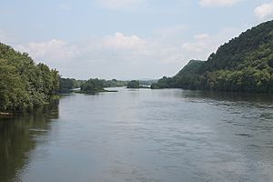 West Branch Susquehanna River looking upstream near Montgomery, Pennsylvania