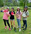 Women playing in the 2021 Women's Global Event (WGE) disc golf tournament in Malaysia