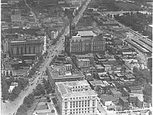 Aerial Photograph of Pennsylvania Avenue in Washington, DC including the District Building and the Post Office Building, 1923