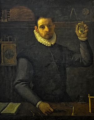 Agostino Carracci (1557-1602) - Zelfportret met uurwerk - Bologna Museo della storia di Bologna 29-04-2012 15-24-24