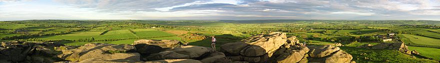 Panorama from the top of Almscliffe Crag
