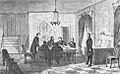 Andrew Johnson consulting with his counsel (Harper's Weekly March 14, 1868)