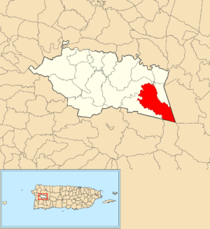 Location of Cerrote within the municipality of Las Marías shown in red