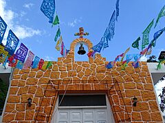 Church Facade and Bunting - El Cedral - Cozumel - Mexico