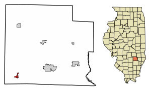 Location of Xenia in Clay County, Illinois.