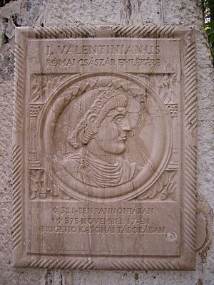 Dél-Komárom - modern memorial plaque of the Roman imperator Valentinianus I