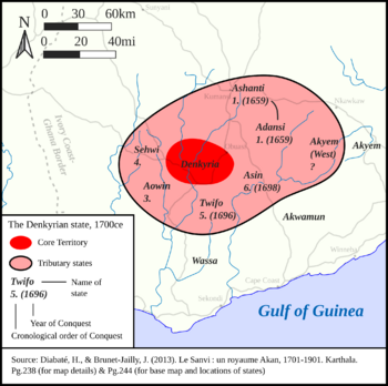 Denkyira at its greatest extent, c. 1699