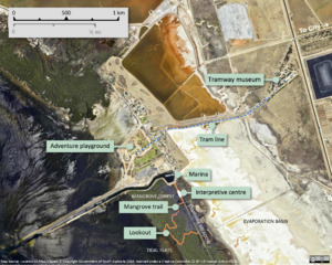 Features of St Kilda, South Australia (satellite view)