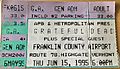 Grateful Dead at Franklin County Airport Concert Ticket (6-15-1995)