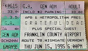 Grateful Dead at Franklin County Airport Concert Ticket (6-15-1995)