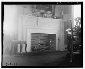 Historic American Buildings Survey, Hanns P. Weber, Photographer Mar. 1934, DETAIL OF MANTLE (LIBRARY - WEST WALL). - Clifford Miller House, State Route 23, Claverack, Columbia HABS NY,11-CLAV,2-8