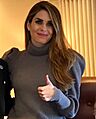 Hope Hicks thumbs up on 8 November 2017 detail, from- Donald Trump and staff on Air Force One (cropped)