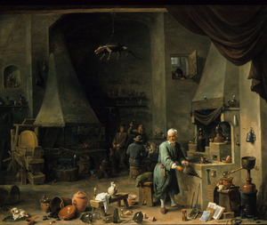 Interior of a Laboratory with an Alchemist 17th century David Teniers II