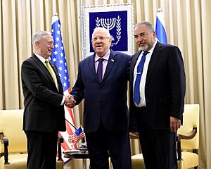 James Mattis, Reuven Rivlin & Avigdor Lieberman in Israel, April 2017 (33365819043)