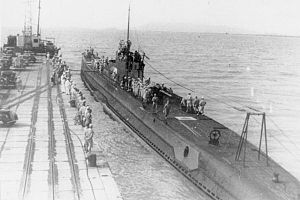 Japanese submarine I-10 at Penang port in 1942