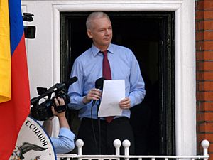 Julian Assange in Ecuadorian Embassy cropped