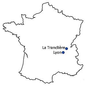 La Tranclière and Lyon location map