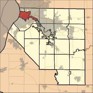 Map highlighting East Saint Louis Township, St. Clair County, Illinois