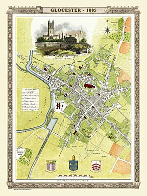 Map of Glocester (Gloucester) drawn and engraved under the direction of Edward Wedlake Brayley