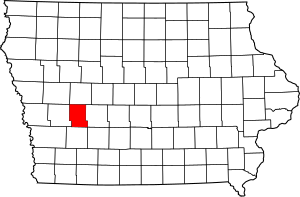 Map of Iowa highlighting Audubon County