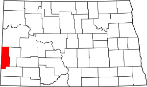 Map of North Dakota highlighting Golden Valley County