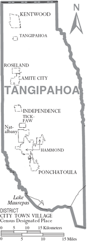 Map of Tangipahoa Parish Louisiana With Municipal Labels