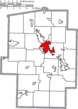 Location of New Philadelphia in Tuscarawas County