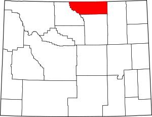 Map of Wyoming highlighting Sheridan County