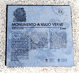 Monumento a Jules Verne, placa