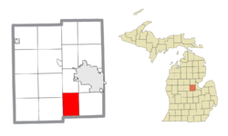 Location within Midland County and the state of Michigan