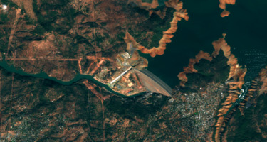 Oroville Dam, California, November 6, 2017, Sentinel-3, true-color satellite image