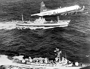 P-3A VP-44 over USS Barry (DD-933) and Metallurg Anosov during Cuban Missile Crisis 1962