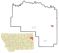 Location of Sidney, Montana