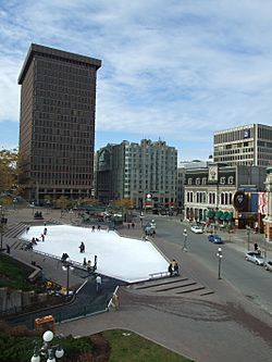 Place D'Youville and its skating rink