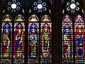 Stained glass window in the Basilica of Saint Denis, Paris, France