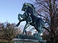Statue of a Horse and Horse Tamer in Malvern Park, Solihull - 2010