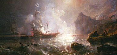 Théodore Gudin-Combat d'un vaisseau français et de deux galères barbaresques mg 5061