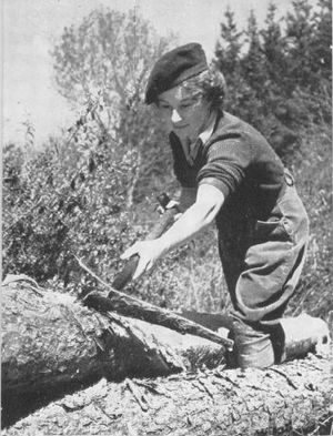 Womens Timber Corps member at work
