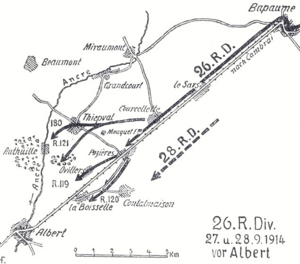 XIV Reserve Corps advance from Bapaume, 27-28 September 1914