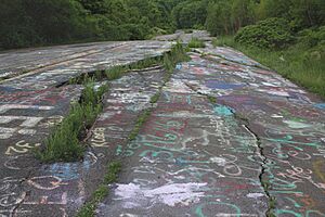 A421, Centralia, Pennsylvania, USA, Route 61, abandoned section above coal mine fire, 2016