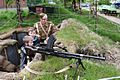A display of weapons by a World War Two reenactor during an open day at The Staffordshire Regiment Museum