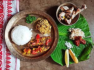 A lunch platter of Assamese cuisine