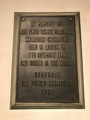 A memorial to Pedro Vicente Maldonado in St James's Church, Piccadilly
