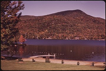 BLUE MOUNTAIN AND BLUE MOUNTAIN LAKE DEVOID OF TOURISTS WHO USUALLY ARE GONE BY LABOR DAY. THIS SCENE WAS TAKEN IN... - NARA - 554635.jpg