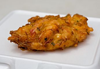 Bakwan (seafood cake with whole shrimp)