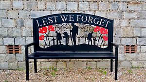 Bench commemorating the 100th anniversary of the dedication of Chertsey War Memorial