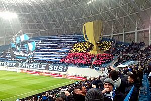 CS Universitatea Craiova ultras coreography at match with Dinamo Bucuresti