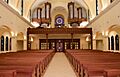 Center isle looking towards main Choir loft and Rose window