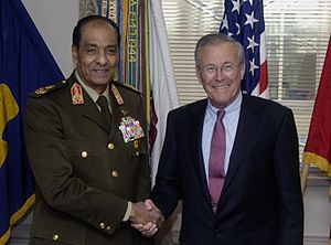 Donald Rumsfeld with Field Marshal Mohamed Hussein Tantawi