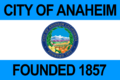 Flag of Anaheim, California (1967–2018, 2019–present).svg